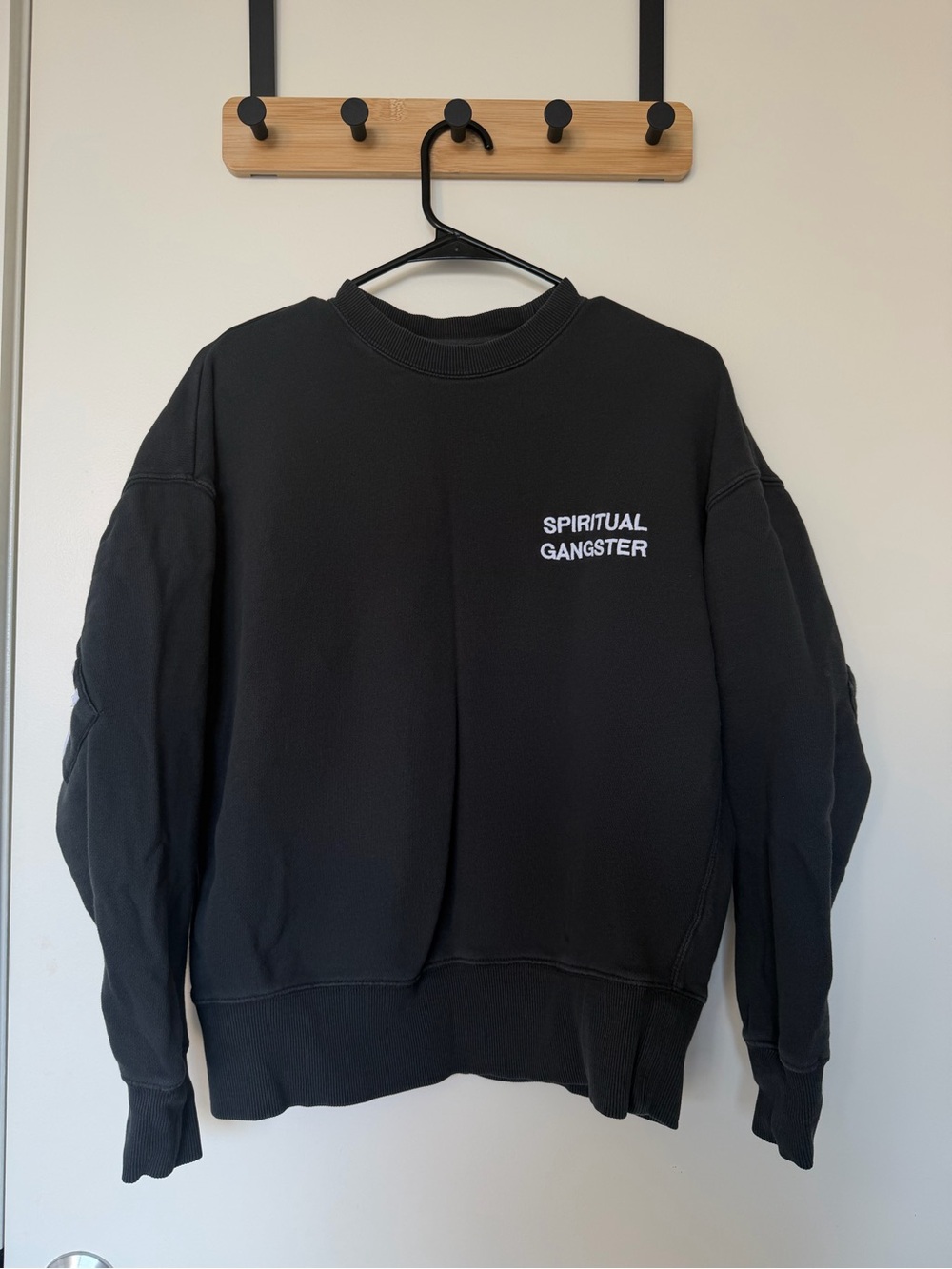 Spiritual Gangster Black Crewneck Sweatshirt with White Logo